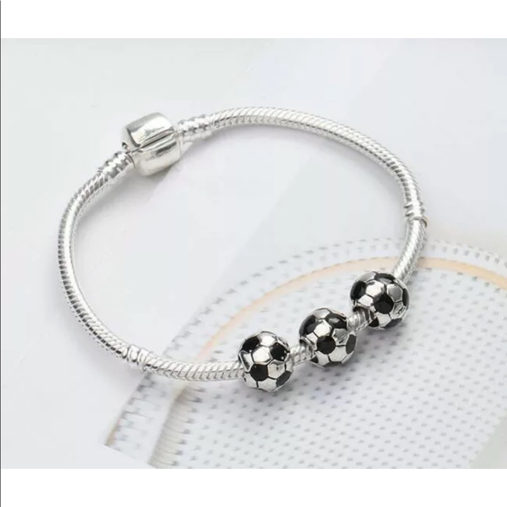 New Sports Soccer Ball European 925 Charm Bead - Picture 3 of 5